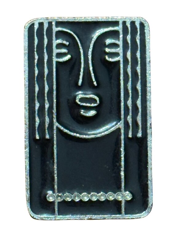 Jewelry - Vintage Charles of the Ritz Revenescence Art Deco Face Enamel Convertible Brooch